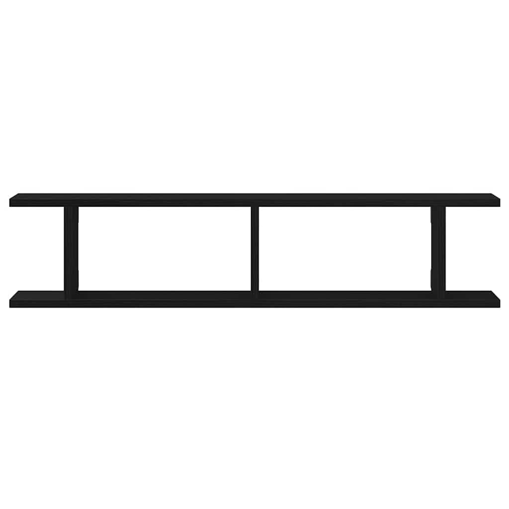 Homgoday Estantes de Pared 2 uds Roble Negro 90x18x20 cm Estantería de Pared Colgante Flotante Almacenamiento Espacio Decoración Artículos Diarios en Familia