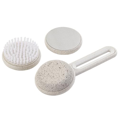 Rui Smiths CarbonConscious - Juego de aseo de pedicura para piel suave y suelas, incluye lima de pie intercambiable, piedra pómez y cepillos de limpieza, fabricado con paja de trigo bioplástico