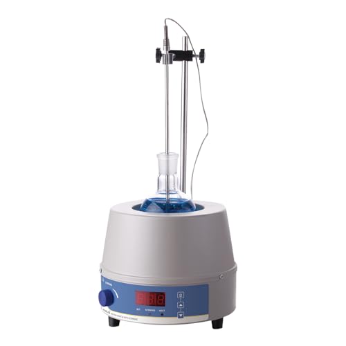 JOANLAB Chauffage Magnétique avec Manteau 1000ml, Agitateur Magnétique Thermostatique 350W de Laboratoire, Affichage Numérique, Sonde et Minuterie