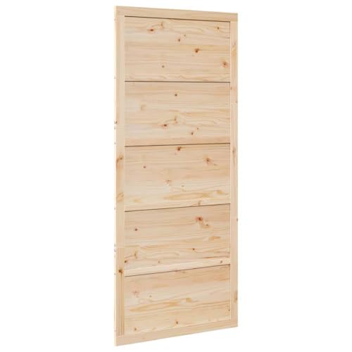 vidaXL Puerta de Madera Maciza de Pino Rústico para Entrada de 100 x 2.5 208cm con Acabado Barnizado, Duradera, Requiere Montaje, Interior con Textura Suave, Moderna para Sala de Estar, Dormitorio R