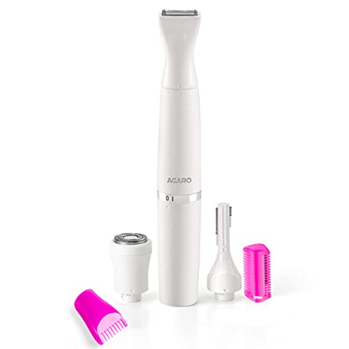 AGARO Rechargeable Multi Trimmer for Women, Eyebrow, Underarms and Bikini Trimmer, 1 Hour Usage, White (33622/2107)