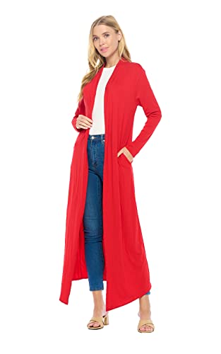 Image of Isaac Liev Maxi Cardigan Duster Sweater - Women's Extra Long Open Front Full Length Lightweight Cardigans Dusters Sweaters