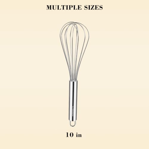 Image of NileHome Stainless Steel Whisk 10 inch Kitchen Whisk Wisking Tool Kitchen Wisk Wire Whisks for Cooking, Whisking, Blending, Beating, Stirring