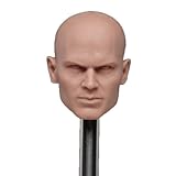 Fremego 1/6 Scale Bald Male Head Sculpt, Male Agent Unpainted Head Sculpt Carved Accessory for 12inch Male Soldier Action Figure Body