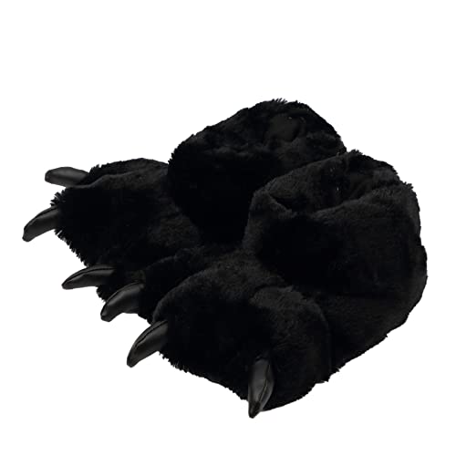 Aopuro Women Plush Animal Paw Slippers Funny Novelty Bear Claw Slippers Cozy Furry Warm Memory Foam Slippers Gifts for Halloween Christmas(Black S)
