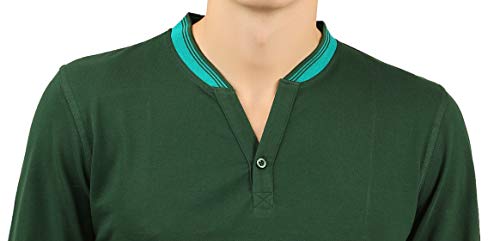 Image of Zebu Men's Full Sleeve Cotton Henley Neck Tshirt with bio wash (Pack of 1).