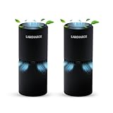 LabCharge Small Ionic Air Purifier for Home & Bedroom β Silent HEPA Filter β Covers 250 Sq Ft - Free Cleaner for Pets, Hair, Smoke, Dust, Odors & Dander β Compact & Black Design - Pack of 2