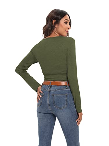 Image of Famulily Women's Sexy Deep V Neck Bandage Surplice Wrap Crop Top