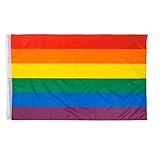 MIJOMA Regenbogen Pride Flagge für CSD und LGBTQ+ Unterstützung – Leuchtende Farben, 100% Polyester, Einfaches Befestigen, Robust, Waschbar (Rainbow - 150 x 90 cm)
