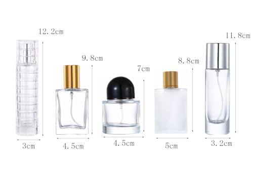 6 Pcs Round Glass Perfume Atomizer,30ml Empty Refillable Perfume Spray Bottle for Men and Women,Portable Fragrance Fine Mist Spray Bottle Dispenser for Travel (Black)2