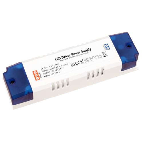 MEEKBOS Trasformatore 220V 12V, 80W 6.7A Alimentatore AC a DC, Senza Carico Minimo, Senza Sfarfallio, Senza Rumore, Compatibile con G4, GU5.3, MR11, MR16, Strisce LED