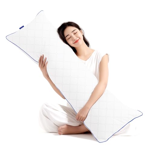 YZ HOME Long Body Pillow for Adults - Firm Body Pillow Insert with Shredded White Memory Foam, Adjustable Height, Soft Support for Side Sleeping, Pregnant Women, Washable (White, 20x54 Inch)