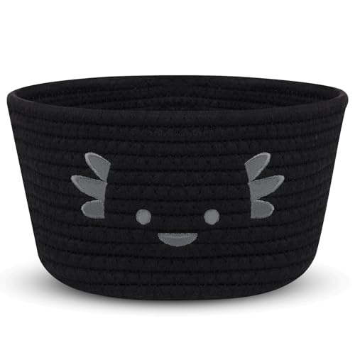 Image of Small Storage Basket for Nursery, Cute Baby Cotton Rope Basket, Animal Storage Bins, Axolotl Decor Towel Decor Storage Cat Dog Bins, 8.6 inch D x 4.9 inch H IN
