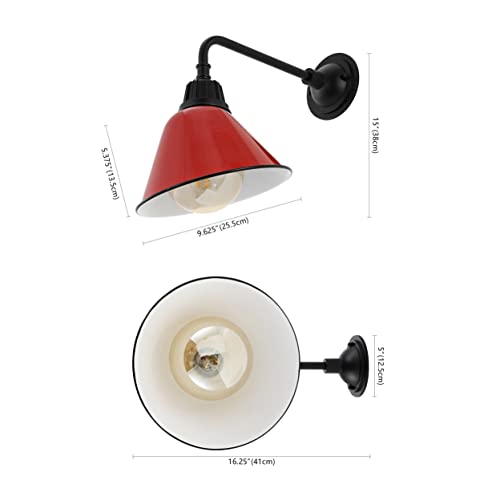 Image of JONATHAN Y Croydon 1-Light Gooseneck Barn Sconce 9.63 inch, Red