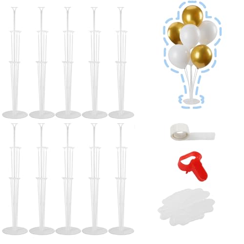 10 Sets Balloon Pole Stand Base Support Holder, 70cm Height Reusable Clear Table Balloon Stand Kit Set, Birthday Party, Graduation, Wedding Festival Balloons Decorations