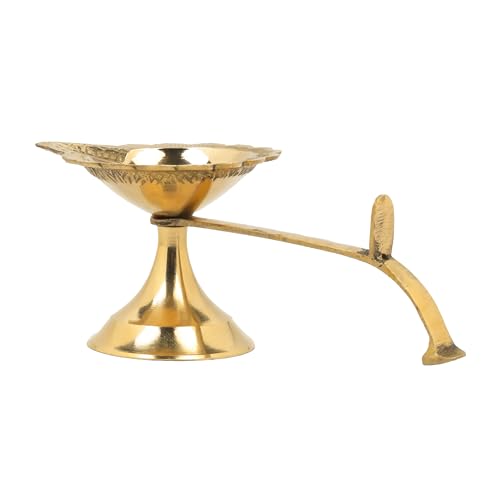 Image of Klassic Pure Brass 4 Inch Small Arti Diya for Puja | Traditional Deepak for Home Temple Mandir & Daily Pooja | Decorative Brass Oil Lamp for Diwali Gifting & Festive Decor | Pack of 1