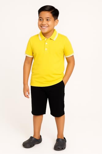 Image of Cotton Polo T-Shirt for Kids Boys Girls Half Sleeve, Regular Fit Tees for Boys Collared Casual Tshirts | Soft & Breathable Biowash Fabric | Half Sleeve