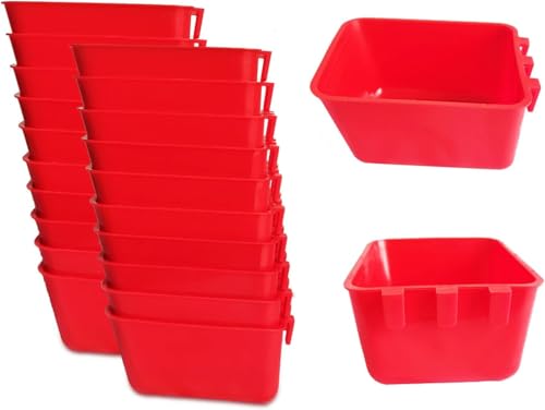 ORIBUKI Hanging 16 OZ Cage Cup 20 PCS Chicken Feeder Waterer Bird Food Dishes Rabbit Water Pigeon Feeding Watering Bowl with Hooks Bunny Poultry Coop Drinker Duck Quail Seed Treats Dispenser