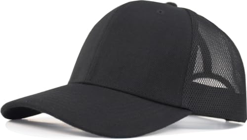 AOSMI XL,XXL,XXL Snapback Big Head Size Trrucker Hat Mesh Back Baseball Cap Black