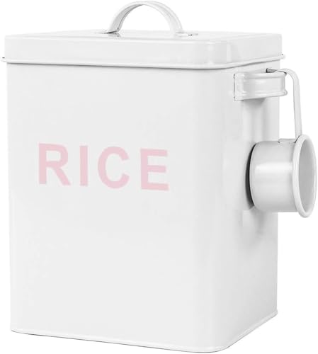 DIATO 米びつ 5kg 10kg ライスストッカー おしゃれ 密閉 金属製 こめびつ お米保存容器 お米入れ お米ケース 貯蔵タンク キッチン収納 米櫃 小麦粉 コーヒー豆 防虫 防湿 スリム 清潔便利 (10kg,ホワイト)