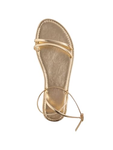 GORGLITTER Women's Strappy Flat Sandals Ankle Strap Open Toe Dressy Summer Flats Sandal2