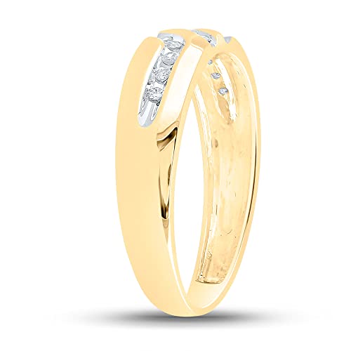 Jewels By Lux 10K Yellow Gold Men's Round Diamond Wedding Band Ring 1/8 Cttw, Men's Size: 8-123