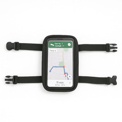 Image of Universal Mobile Holder /Stand /Mount Pouch for Scooters Scooty Activa Jupiter EV's | X1 Model Colour Black