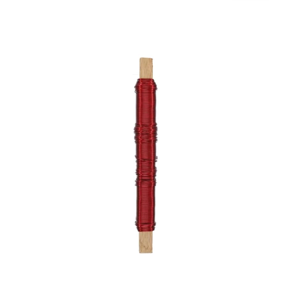 Trucraft - Metallic Binding Wire - 0.5mm Wide - 20 Gauge - 50g Stick - for Floristry Wreath Making and Metal Crafts (Red)