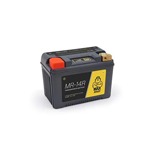 MAXTOOLS MR-14R, Batería LiFePO4 Superligera, para Moto, Quad y ATV, de 12 V, con Carcasa Reforzada y Indicación de Estado de Carga, Derecha, Negro, 280 cca