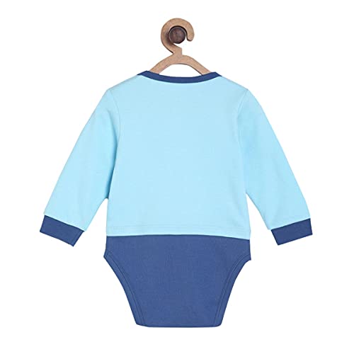Image of miniklub Baby Long Sleeve Round Neck Knit Cotton Top And Bottom, (Blue)