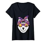Photo Gallery donna halloween bandana siberian husky siberian huskies maglietta con collo a v Photo Gallery donna halloween bandana siberian husky siberian huskies maglietta con collo a v