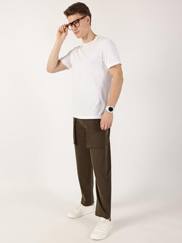 Image of Thomas Scott Men's | Solid | Light Weight | Breathable Fabric | Mid Rise | Regular Fit | Cotton Blend | Button Waist | Cargo | Trouser | Pants