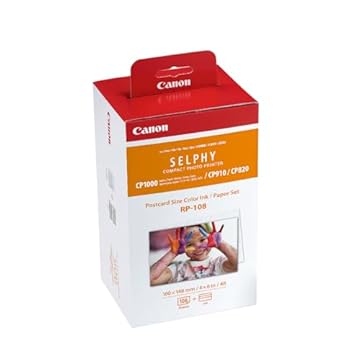 Canon Conjunto de tinta/papel colorido RP-108, compatível com Selphy CP910/CP820/CP1200/CP1300/CP1500