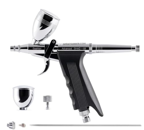 Gaahleri Kit de aerógrafo, Pistola de aerógrafo, Juego de alimentación por Gravedad de Doble acción, Agujas de 0,38 y 0,5 mm, Taza de líquido de 1/2 y 1/4 onzas, Cepillo de Aire Multiusos, Modelo de