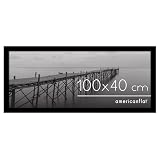 Americanflat Bilderrahmen 100x40 cm aus MDF-Holz mit bruchsicherem Plexi-Scheibe - Bilderrahmen 40x100 cm mit integrierter Aufhängung - für vertikale oder horizontale Wandmontage - Schwarz