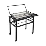 360° Rotating Charcoal Grill with Cart & Wheels, Heavy Duty Portable BBQ for Outdoor Camping, Backyard, Garden Parties | Removable Ash Tray & Adjustable Frame, 8 People, 0.7mm Steel, Black