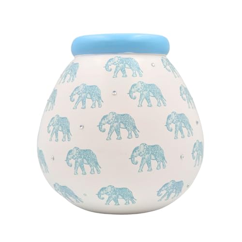 Pot of Dreams Tirelire en céramique fabriquée à la Main en Forme d'éléphant Bleu - Cadeau décoratif Parfait pour Le Salon et la Chambre à Coucher