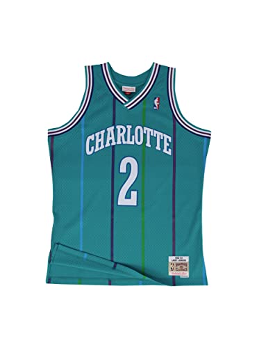 M&N Mixte Nba Swingman Maillot 2.0 Ch. Hornets 1991-92 L. Johnson T shirt, Teal, S EU