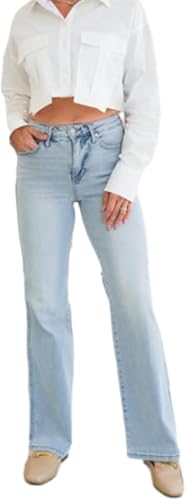 Arisefrom Jeans, Plus Size Vintage Wash Tummy Control Stretchy Top Straight Leg Jeans, Bootcut Jean for Women