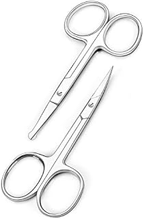 Curved and Rounded Facial Hair Scissors for Men - Mustache, Nose Hair