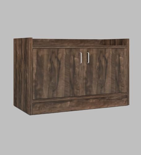 Image of SPECIALITY PANELS 2 Door Shoe Rack with Cushion | 2 Door Shoe Cabinet with Storage Bench | Shoe Organizer for Entryway Home Living Room | 75 x 49 x 37.5cm Storage | DIY Assembly | Walnut Brown Finish