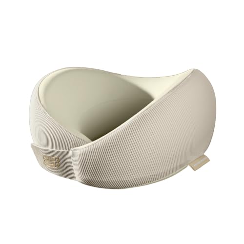 Image of Skechers Men's Memory Foam Neck Pillow, Comfortable & Breathable Travel Pillow, Neck Pillow Airplane for Travel, Car Rides, Home, and Office Use, Ergonomic Design for Men and Women,Beige