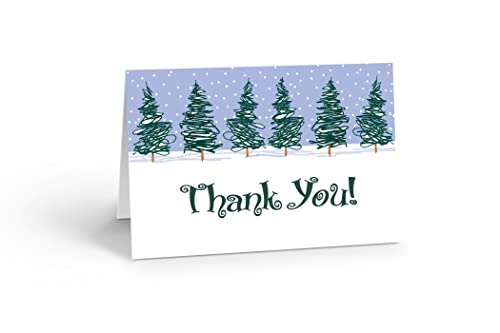 Image of Stonehouse Collection Winter Trees Thank You Note Card Set - 10 Boxed Note Cards - Holiday Note Cards