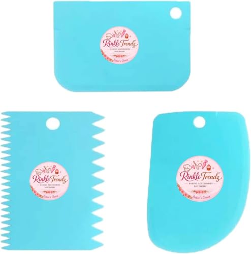 Image of 3 Pcs Set Plastic Dough Bench Cake Scrapper Cutter Smoother Edge Dough Cutter Icing Fondant Cake Decorating Tools (Random Color)