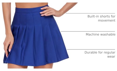 Image of Girls Pleated Skirts Tennis Skirt with Shorts High Waisted Mini Skort
