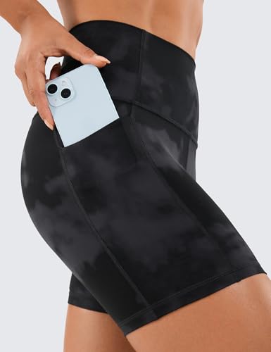 Image of CRZ YOGA Biker Shorts Pockets 5 inch | Naked Feeling, Sleek, Decent Compression, Yoga, High Waisted, for Women