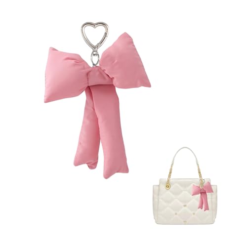 Image of Pink Bow Keychain Bag Charms Y2K Bowknot Plaid Keychains Coquette Aesthetic Purse Handbag Backpacks Charms (Pink)