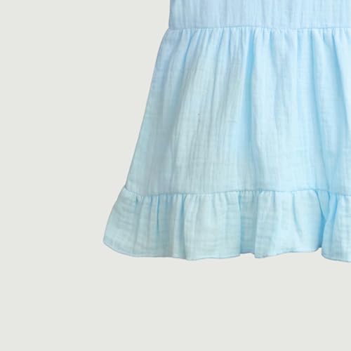 Image of Kidbea Baby Girls' Cotton Dress | Comfortable, Trendy Ruffled Sleeves & Hem, Soft Breathable Fabric Frock for Everyday & Special Occasions