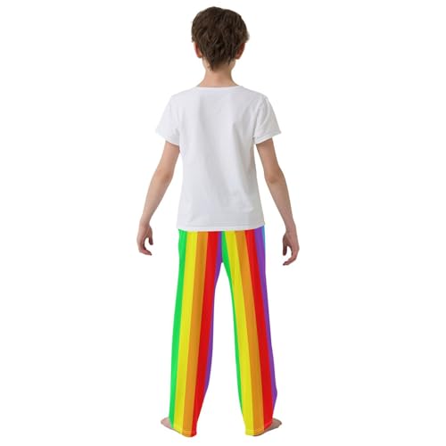 Rainbow Stripe Colorful Pajama Pants with Pockets 6-8Y Rainbow Stripe Colorful3