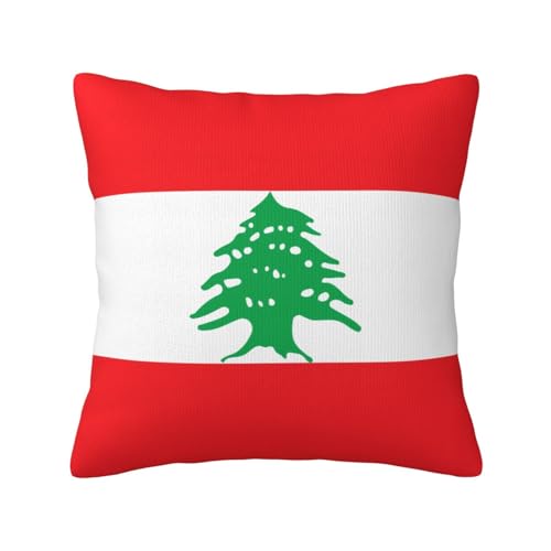 WZYCWB Taie d'oreiller imprimée drapeau du Liban (45,7 x 45,7 cm), taie d'oreiller double face en peluche, taie d'oreiller décorative